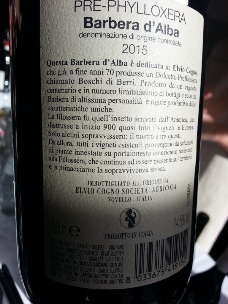Retroetichetta Barolo Prefillossera